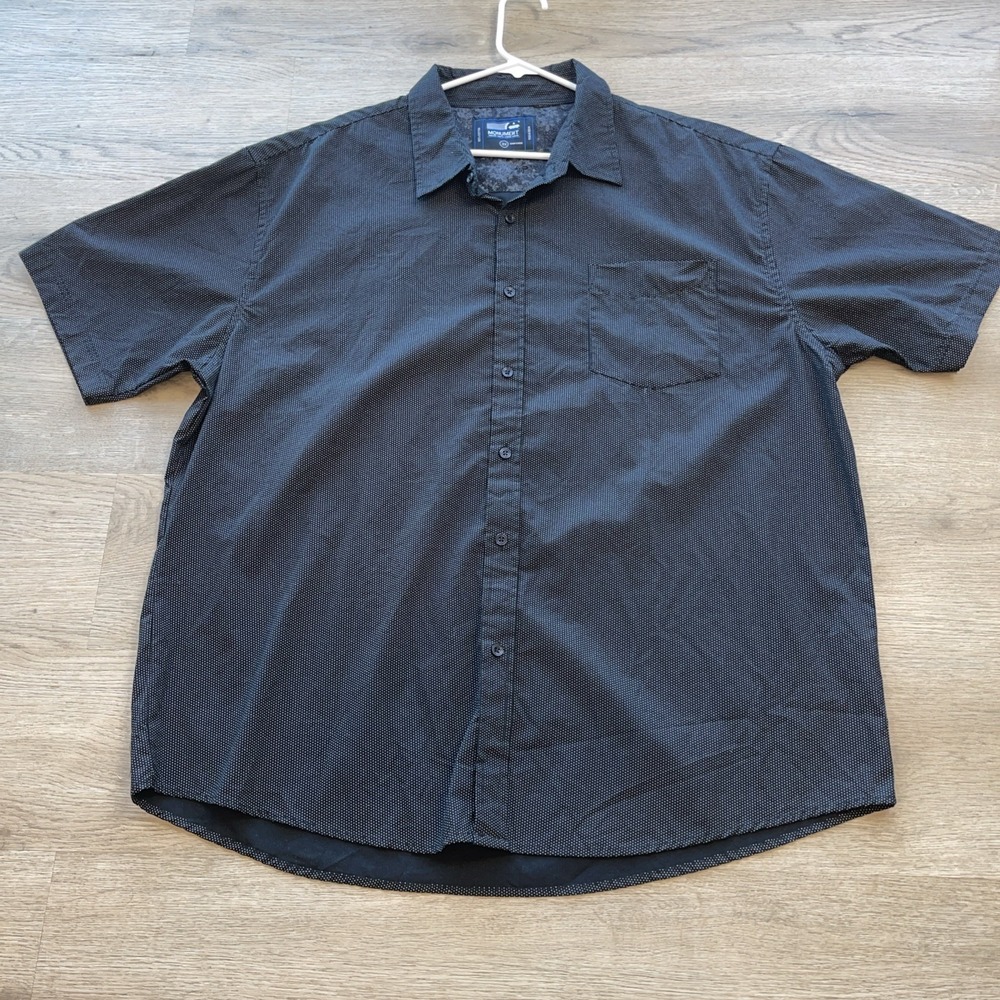 Monument Men's Short Sleeve Casual Shirt, Size 3XL Black And White 100% Cotton